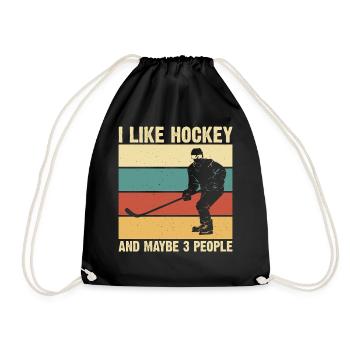 Hockey Eishockey Eishockeyspieler Geschenk - Drawstring Bag - black - Front
