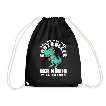 Hands me the controller – King wants to play - Drawstring Bag - black - Front