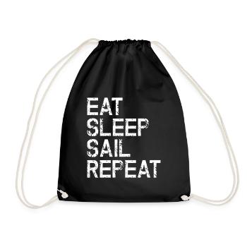 Nautic Design Eat Sleep Sail Repeat - Drawstring Bag - black - Front