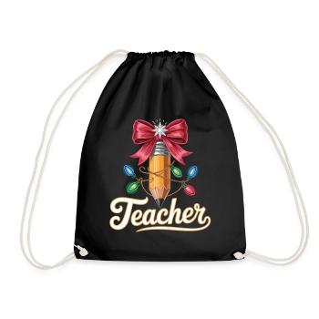 Christmas Gift Idea for Teachers and Educators - Drawstring Bag - black - Front