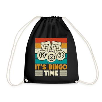 Bingo Game It ́s Time Bingo - Drawstring Bag - black - Front