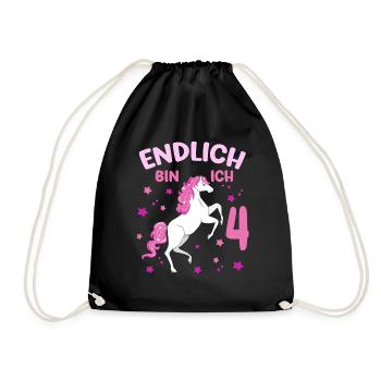4 years old horse Finally I am 4 girl 4. - Drawstring Bag - black - Front
