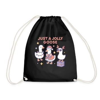 Christmas Just A Jolly Goose Family Fun - Drawstring Bag - black - Front