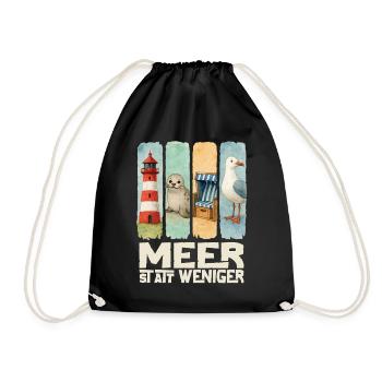 Moin Leuchtturm Robbe Strandkorb Möwe Küste - Turnbeutel - Schwarz - Vorne