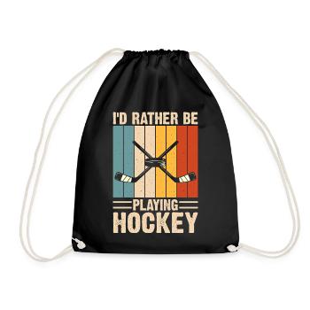 Hockey Eishockey Eishockeyspieler Geschenk - Drawstring Bag - black - Front