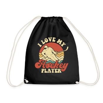 Hockey Eishockey Eishockeyspieler Geschenk - Drawstring Bag - black - Front