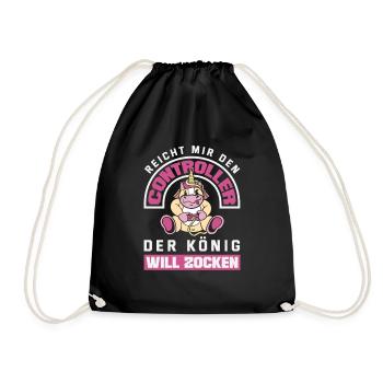 Hands me the controller – King wants to play - Drawstring Bag - black - Front