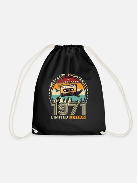 55. Geburtstag Kassette November Jahrgang 1971 - Turnbeutel - Schwarz