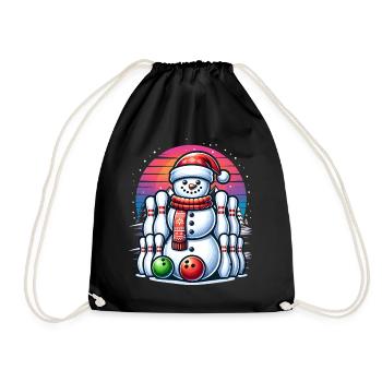 BOwling Christmas Sports Santa Claus - Drawstring Bag - black - Front