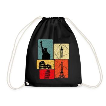 World trip - Drawstring Bag - black - Front