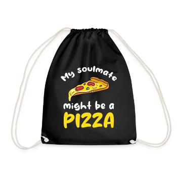 Pizza Liebe – Meine Seele liebt Pizza - Turnbeutel - Schwarz - Vorne