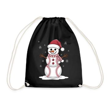 BAseball Christmas Sports Santa Claus - Drawstring Bag - black - Front