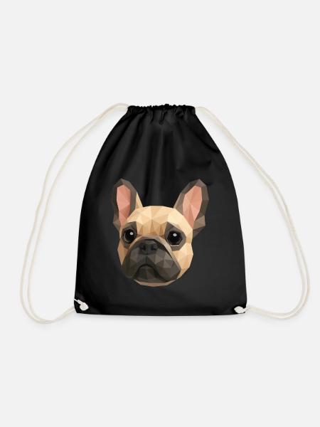 Polygon Französische Bulldogge – Geometrische Kuns - Turnbeutel - Schwarz