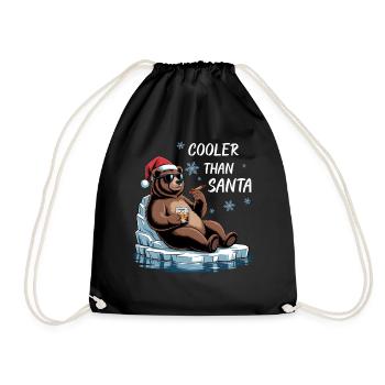 Santa Funny Christmas Christmas with Saying - Drawstring Bag - black - Front