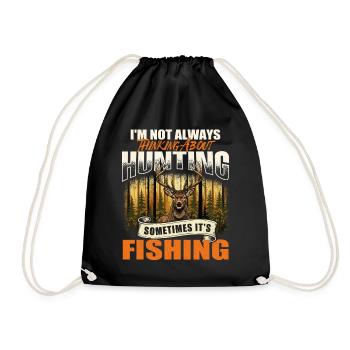 Thinking Hunting Or Fishing Funny Outdoors - Drawstring Bag - black - Front