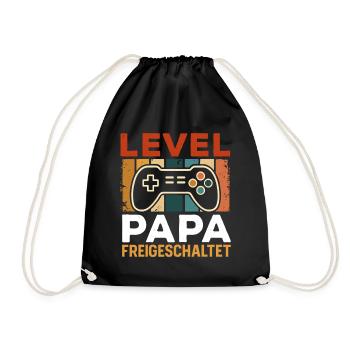 Soon Dad LEVEL DAD UNLOCKED FUNNY - Drawstring Bag - black - Front
