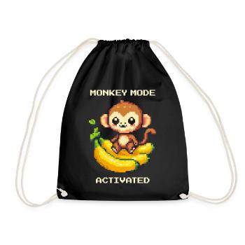 Monkey Mode aktiviert | Affe, Banane, Cute - Turnbeutel - Schwarz - Vorne