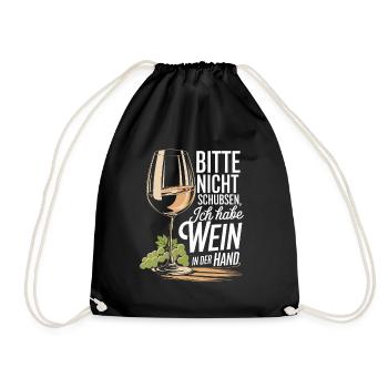 Please don't push I've got wine in my hand - Drawstring Bag - black - Front