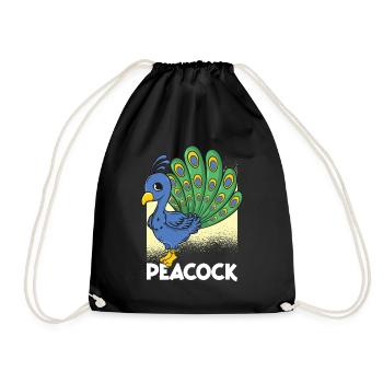Peacock Cartoon - Drawstring Bag - black - Front