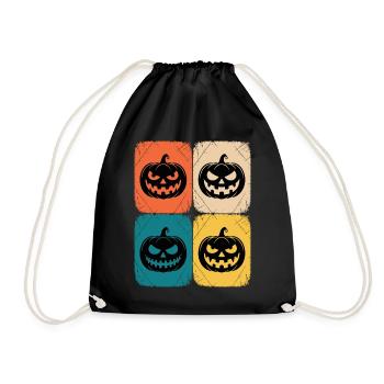 Retro Kürbis Halloween Pop Art Stil - Turnbeutel - Schwarz - Vorne