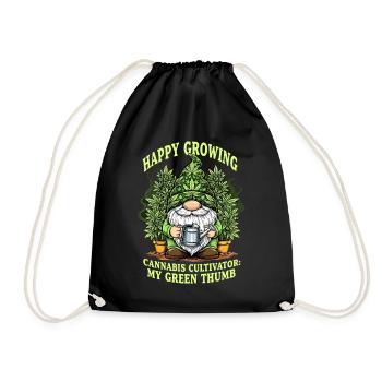 Happy Growing Cannabis Zwerg Weihnachts Gnom - Turnbeutel - Schwarz - Vorne