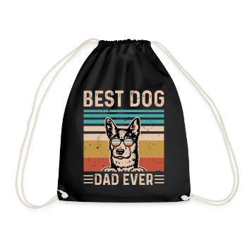 Best Dog Dad Gift Dog Lover - Drawstring Bag - black - Front