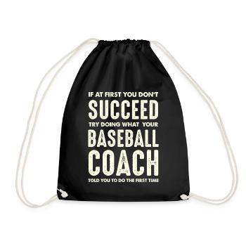 Success through Coach Instructions in Baseball - Drawstring Bag - black - Front