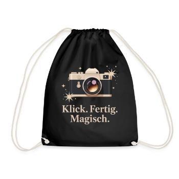 Click Done Magical Retro Camera Enthusiasts - Drawstring Bag - black - Front