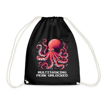Multitasking Ability Unlocked | Octopus - Drawstring Bag - black - Front