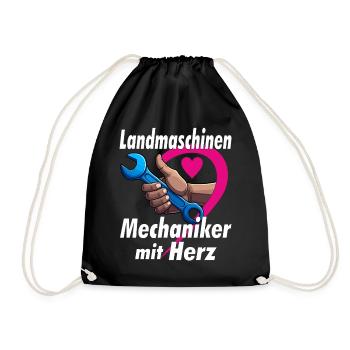 Agricultural machinery mechanic with HEART - Drawstring Bag - black - Front