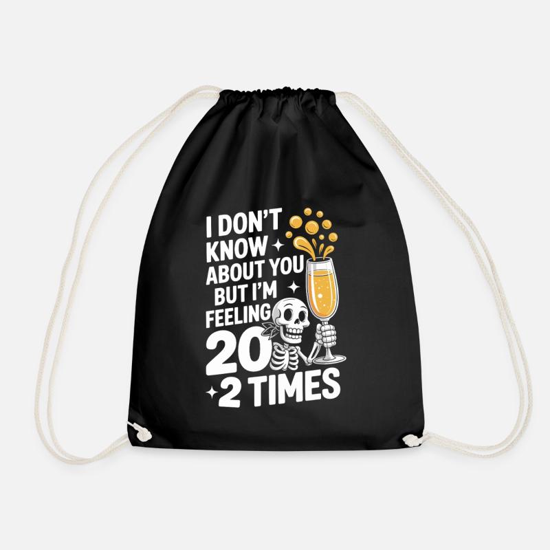 Skeleton Cheers 40th Birthday - Drawstring Bag - black