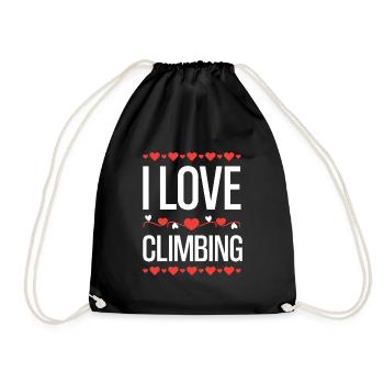 I Love Climbing Herzdesign - Turnbeutel - Schwarz - Vorne