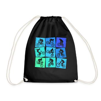 Downhill Mountain Bike Biker MTB Boys Kids - Drawstring Bag - black - Front
