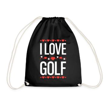 I Love Golf Heart Design - Drawstring Bag - black - Front