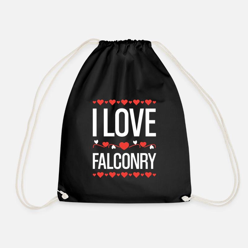 I Love Falconry - Drawstring Bag - black