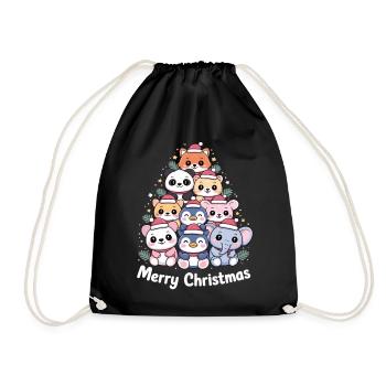 Sapin de Noël animal – Animaux de Noël mignons - Sac de sport léger - noir - Devant