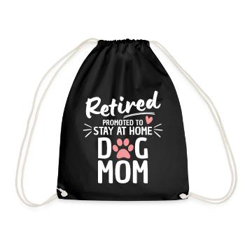 Retired Dog Mom Retirement - Drawstring Bag - black - Front