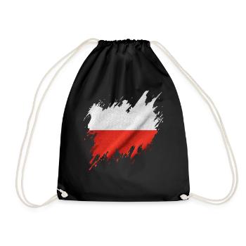 Flag of Poland, torn style - Drawstring Bag - black - Front