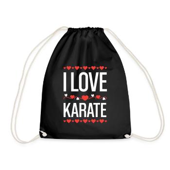 I Love Karate Herzdesign - Turnbeutel - Schwarz - Vorne
