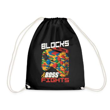 Building Blocks Gamer Gaming Brick Builder - Turnbeutel - Schwarz - Vorne
