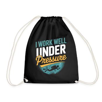 Diver Scuba Diving I work well under pressure - Drawstring Bag - black - Front
