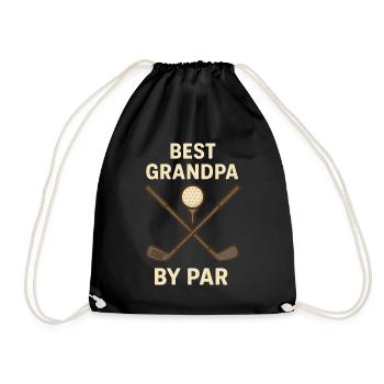 Best Grandpa By Par Funny Golf Lover Design - Drawstring Bag - black - Front