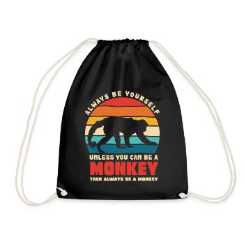 Be Yourself Monkey Retro Motif - Drawstring Bag - black - Front