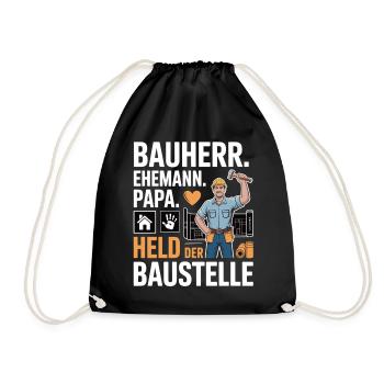 Héros du chantier – papa, mari et constructeur - Sac de sport léger - noir - Devant
