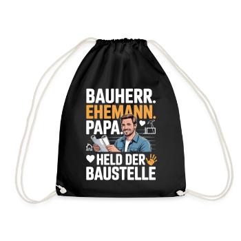 Héros du chantier – papa, mari et constructeur - Sac de sport léger - noir - Devant