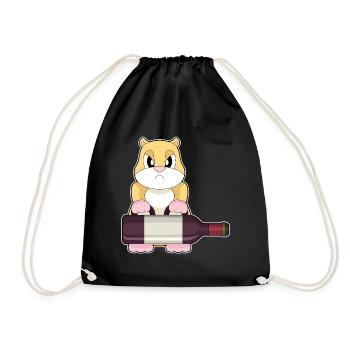 Hamster Bottle of Red Wine - Drawstring Bag - black - Front