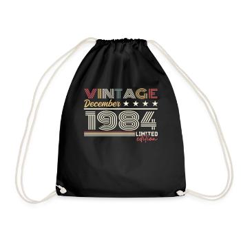 December 1984 Gift - Drawstring Bag - black - Front