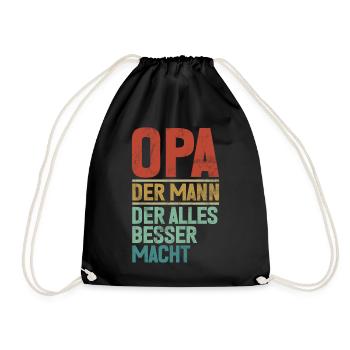 Opa Der Mann Der Alles Besser Macht Retro - Turnbeutel - Schwarz - Vorne