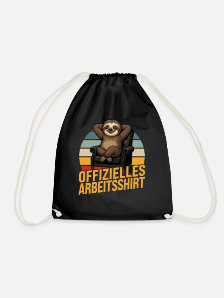 Official Work Shirt Sloth Lazy Lounging - Drawstring Bag - black