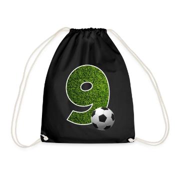NR. 9 NUMMER 9 FUßBALL 9. GEBURTSTAG - Turnbeutel - Schwarz - Vorne